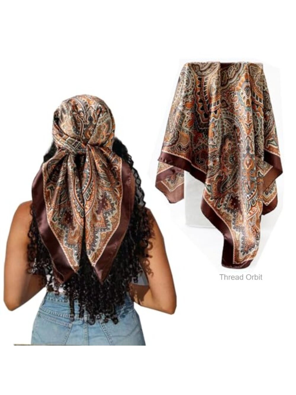 Satin Silk Like Head Scarf 35" Large Square Hair Bandana Wrap Women
